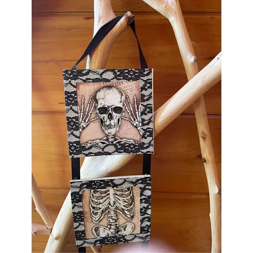 Halloween Skeleton Rattling Bones Festive Sturdy Block Signs 29